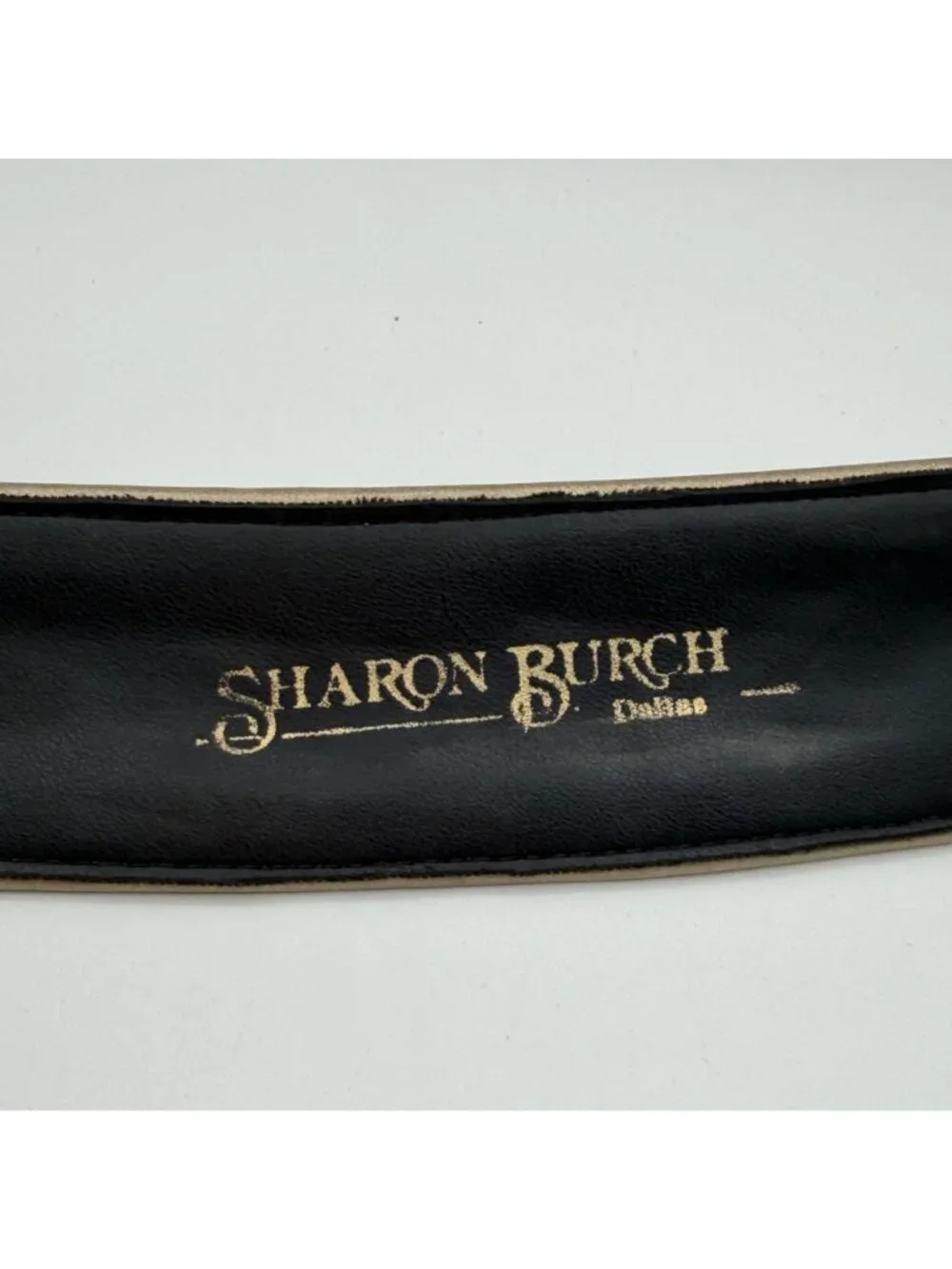 Vintage Sharon Burch Dallas Gold Tone Leather Belt Hammered M.C.M. Italy Buckle